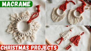 DIY 3 MACRAME CHRISTMAS ORNAMENTS WITH CHRISTMAS TREE TUTORIAL | MACRAME PROJECTS