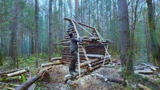 I'M BUILDING A TWO-STORY MINI SHELTER! THE LOG FRAME IS READY!