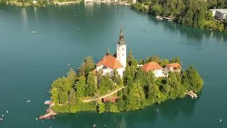 Bled Lake, Slovenia shot by drone