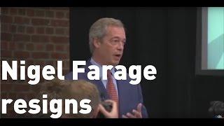 Nigel Farage's shock resignation as UKIP leader (Full speech)