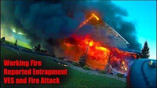 Working Fire with Reported Entrapment | VES and Fire Attack | Engine 4-45 Helmet Cam