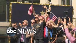 Thousands turn out in New York to celebrate US women's soccer team