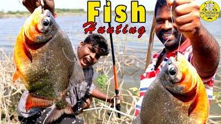 Thoondil Pottu Vavval Meen Vettai |  Lake Pormfret Fish Hunting | Village Food Safari Suppu | VKF