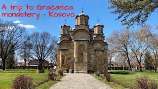 The serbian flag in the center of kosovo - Gračanica monastery