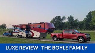 Luxe 44FB Toy Hauler Review - The Boyle Family - Their Full Time Toy Hauler