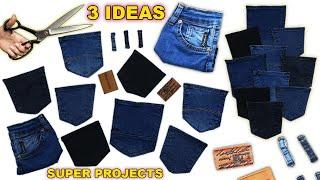 3 Super Recycling Ideas with Jeans Pockets, Belts and Tags! You will love this ideas!