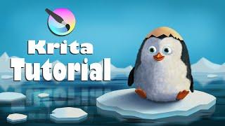 Krita - Speed painting - illustration of Private penguin- Digital painting tutorial by Pallab Biswas