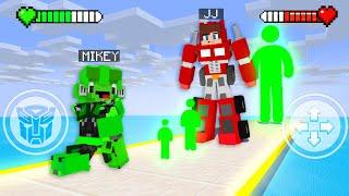 JJ vs Mikey GIANT RUSH with Transformers - Maizen Minecraft Animation