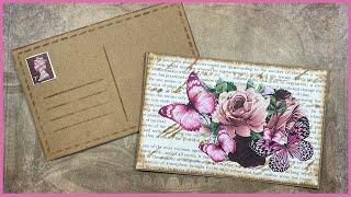 ️Faux vintage postcards junk journal ephemera embellishments tutorial ideas junk journal with me