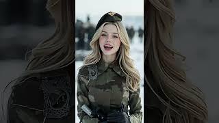 Beautiful female armored officer sings song '' KATYUSHA '' #aiwomen #militarywomen #femalesoldier