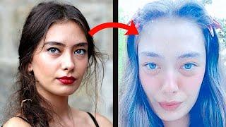 Turkish Actresses Without Makeup and Photoshop. Before and After.