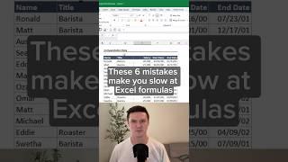 6 Mistakes Making You Slow At Excel Formulas #excel