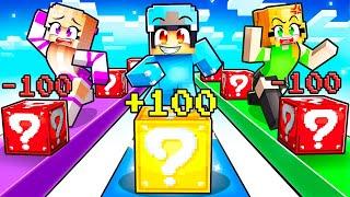 Cheating With +100 LUCKY BLOCKS in a LUCKY BLOCK RACE in Minecraft With Crazy Fan Girl!