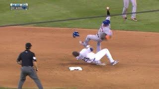 NYM@LAD Gm2: Dodgers tie game after hard Utley slide