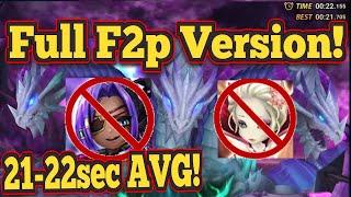 No Deborah, No Brandia! Lower Rune Quality! Full F2p - 21-22sec Avg, Solo R5! - Summoners War