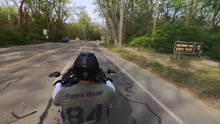 Papa Bear explores Presque Isle State Park