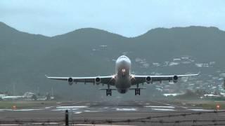 Air France A340 take off  St. Maarten runway 27 1080p