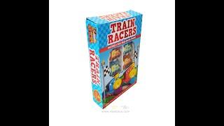 Train Racers Set with Pull Back Racing Trains , Press Out Race Track and Awesome Activity Book