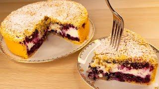 YOGURT and berries + eggs, super juicy cake! The best yogurt cake recipe with berries! # 156