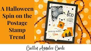 A Halloween Spin on the Postage Stamp Trend | Waffle Flower Postage Collage and Sweet Ghost Dies