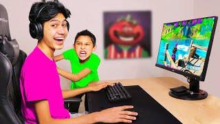 IGNORING my Little Brother while Playing Fortnite! (ANGRY)