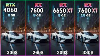 RX 7600 XT vs RX 7600 vs RTX 4060 vs RX 6650 XT  comparison in 50 games at 1080P