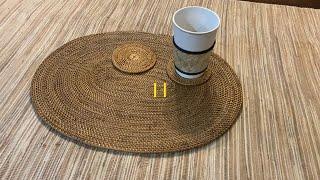 rattan coaster natural rattan placemat coaster 藤編杯墊 自然藤編餐墊 杯墊 藤編隔熱墊  橢圓形餐墊  桌墊 天然藤編 手工編織