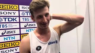 Alexander Doom talks after winning 400m gold at 2024 World Indoors in 45.25 NR