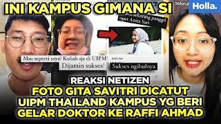 Reaksi Netizen Foto Gita Savitri Dicatut UIPM Thailand Kampus Yg Beri Gelar Doktor Ke Raffi Ahmad