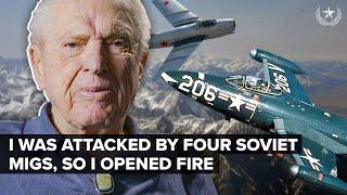 TOP SECRET Dogfight vs Soviet Migs & Shoots Down 4 MiG-15 Fighters | Royce Williams