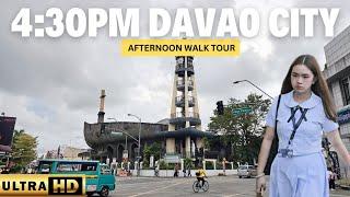 Downtown Davao City Gloomy Afternoon Walk Tour UHD