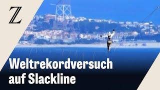 Extremsportler überquert Meerenge von Messina auf Slackline