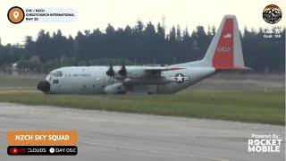 U.S. Air Force Lockheed Hercules LC-130 Skier71 Landing Into Christchurch Airport, New Zealand!