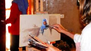 Carmen Galofré live painting Camel guide Merzouga Morocco