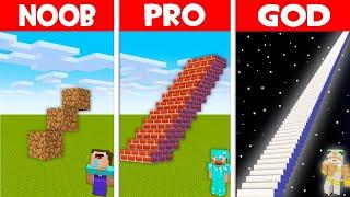 Minecraft NOOB vs GOD : LONGEST STAIRCASE BUILD CHALLENGE