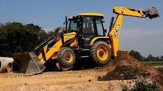 JCB Backhoe Loader Making a Place To Put Pipes - Jcb Backhoe Working Road Construction