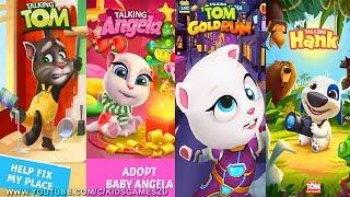 My Talking Hank vs My Talking Tom vs My Talking Angela vs Talking Tom Gold Run (Gameplay)