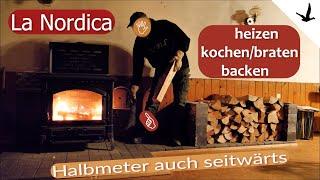 Kamin Ofen La Nordica EVO aus Italienfür Halbmeter Holz auch seitwärts befüllbar