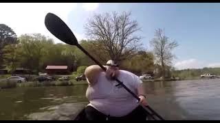 Fat guy falls off of boat