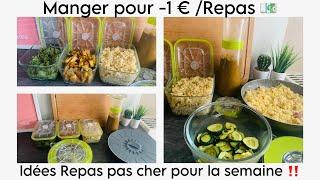 Manger avec 1 € par repas ️ Repas pas cher pour la semaine | Défi INFLATION ‼️