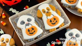 Decorate a Halloween Ghost Dog & Cat Cookie Set | Cookie Decorating with Royal Icing