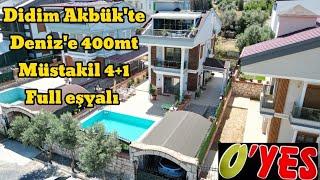 Didim Akbük'te yabancı'dan Deniz'e 400mt müstakil villa bahçeli otoparklı havuzlu lüks full eşyalı