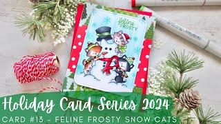 Holiday Card Series 2024 #13 | Newton's Nook | Copic Coloring a Snow Kitty Scene