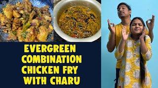 Evergreen Combination Chicken Fry with Charu || Non-Vegfood || #JabardasthydtvNonVegfood