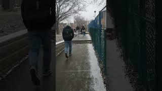 ساعت هفت صبح با برف بهاری ب سمت محل کار #canada