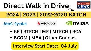 Direct Walk in Drive Interview | Atos, Nvidia Hiring | 2024 | 2023 | 2022-2020 BATCH | Latest Jobs