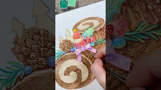 Bûchedenoël Cake Watercolor Painting #wipart