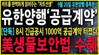 [유한양행 주가 전망] "긴급공시" 20일 8시 초대박 공급계약 터졌다! 美생물보안법 수혜까지 받습니다. 벨류에이션 더 높게잡고 대응하세요! 폭등구간 나옵니다!#오스코텍#유한양행