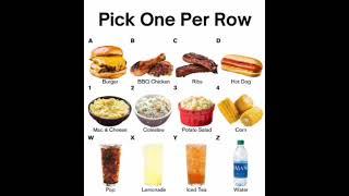 Pick One From Each Row For You Barbecue!