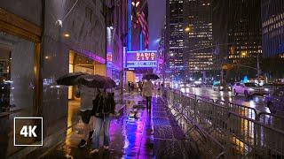 NEW YORK Walking in the Rain in Manhattan, NYC (Binaural City Sounds) 4k Rain Ambience